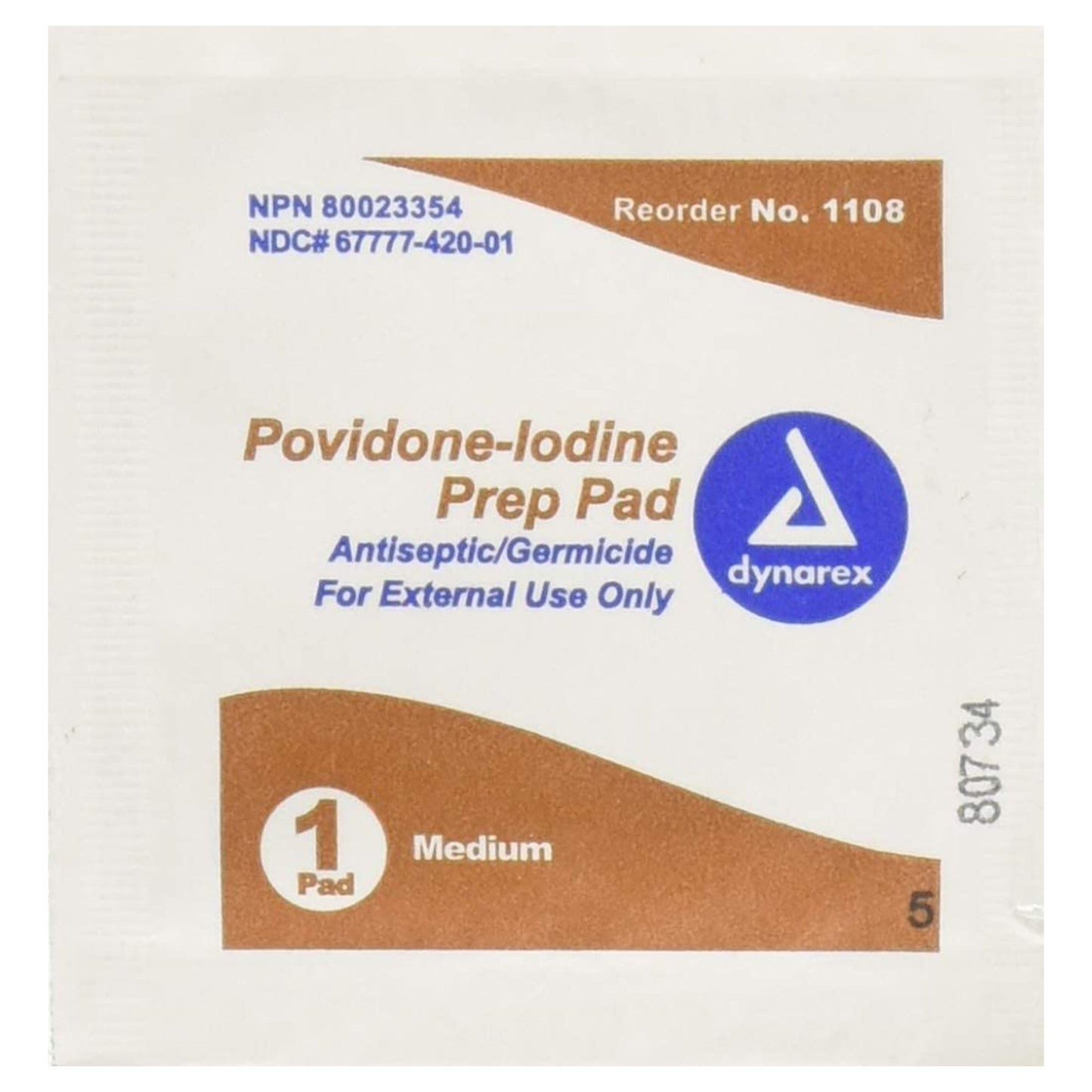 Prep Pad 10% Strength Povidone-Iodine Individual Packet Medium Dynarex®