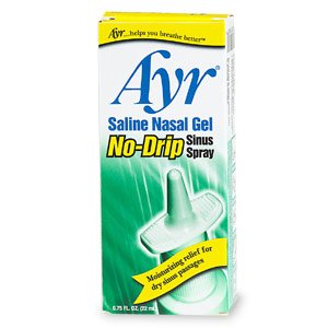 a bottle of Ayr saline nasal gel no-drip