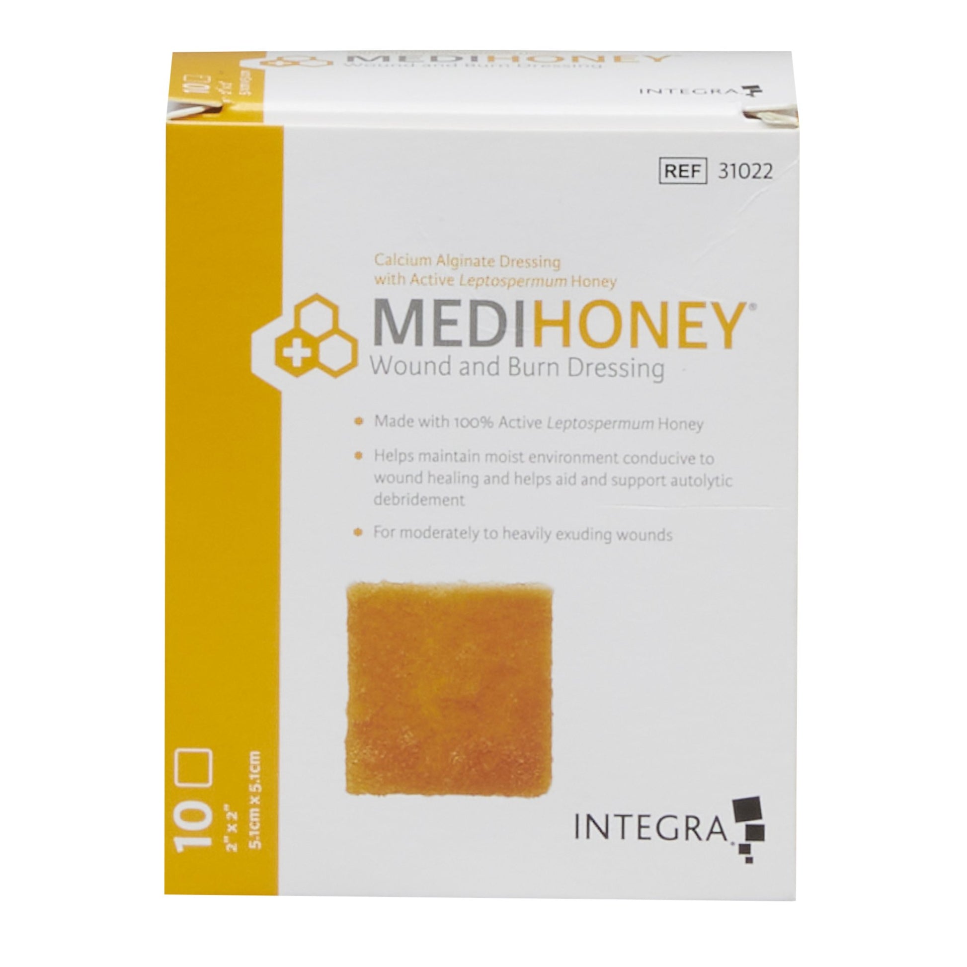 medihoney wound and burn dressing. 2 X 2 Inch. Tan.