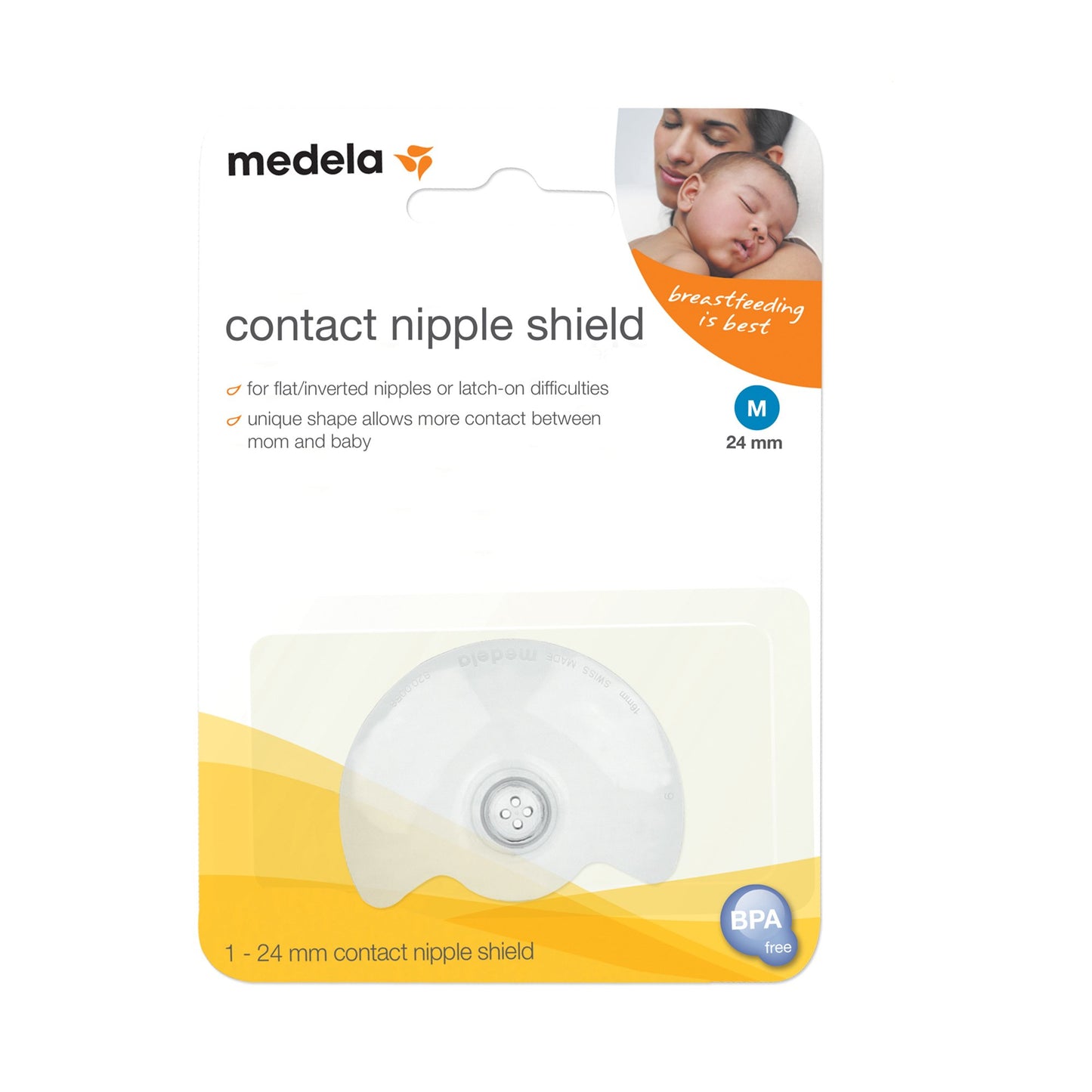 contact nipple shield, size medium, 24 mm