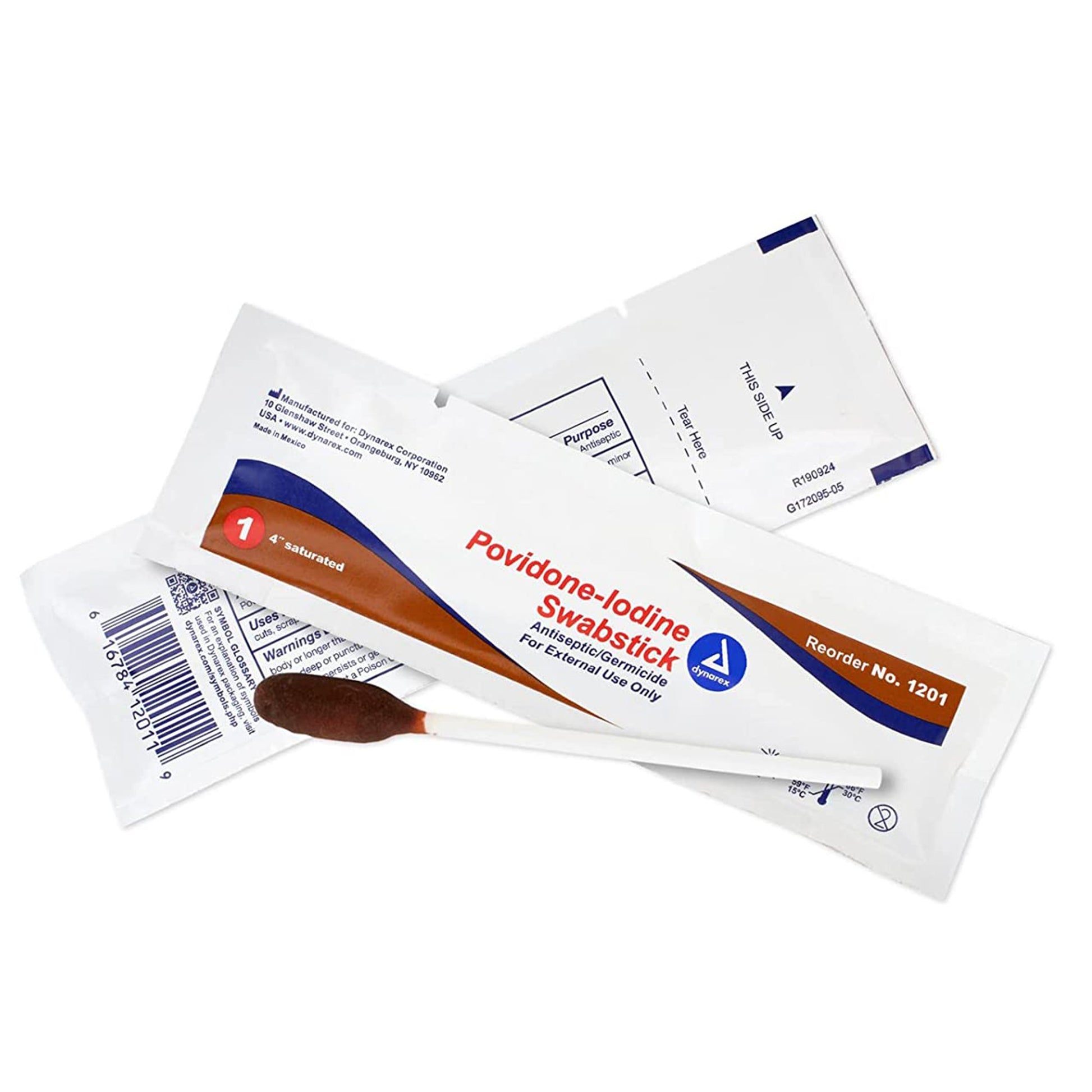 A packet of Povidone-Iodine Swabstick - count of 1. Antiseptic/Germicide. 