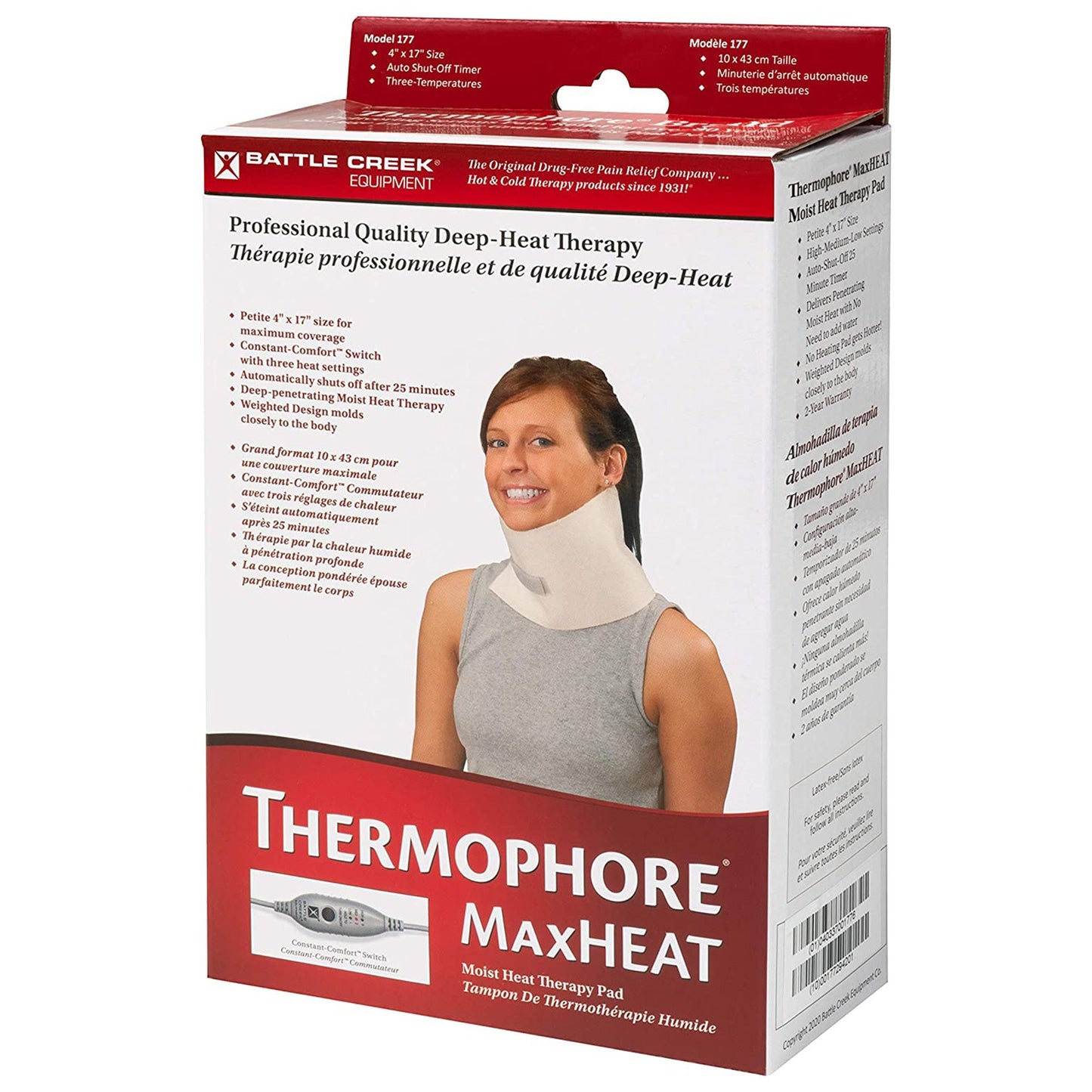 Moist Heating Pad Thermophore® MaxHEAT™ Neck / Jaw / Sinus Petite 4" x 17" Cotton Blend Cover Reusable