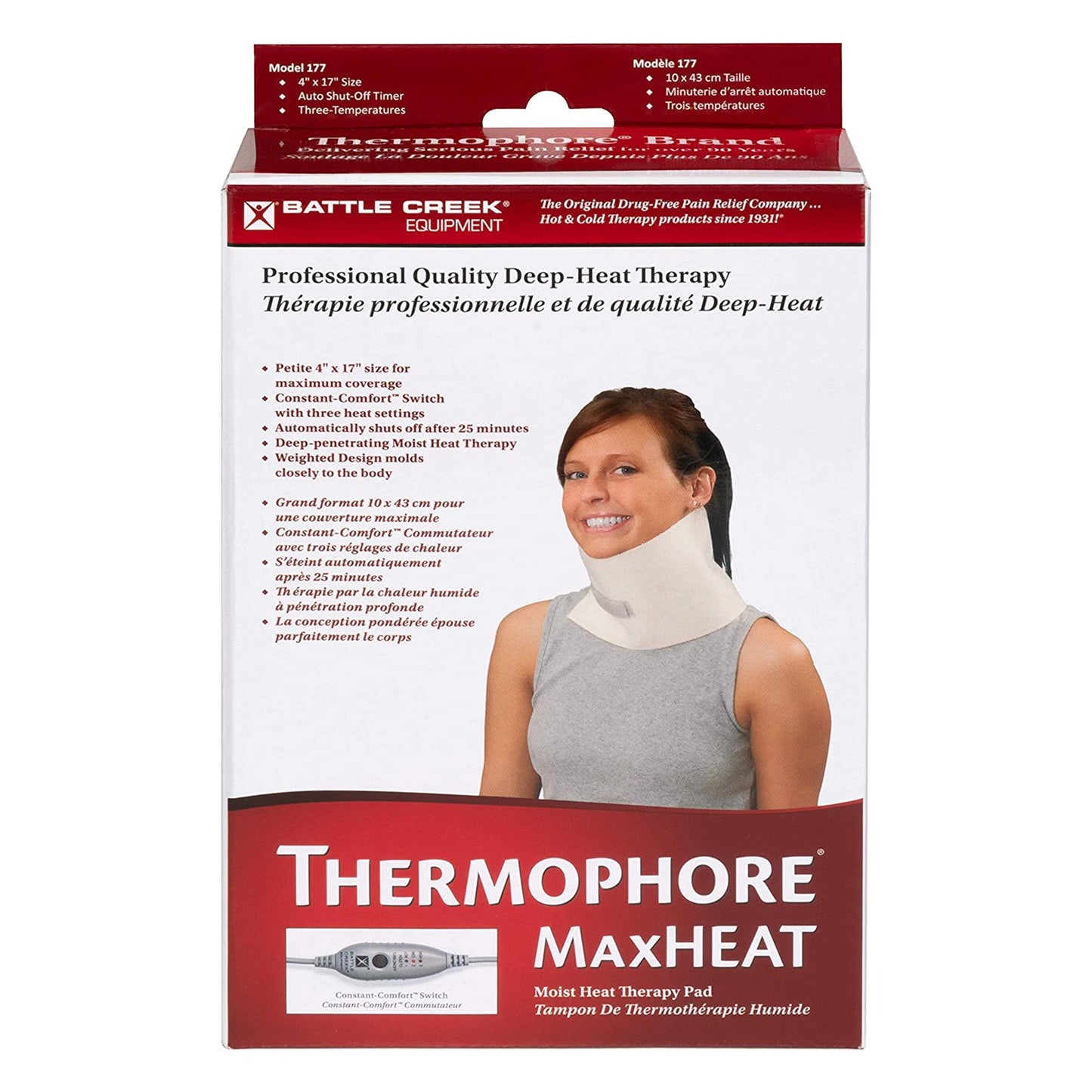 Moist Heating Pad Thermophore® MaxHEAT™ Neck / Jaw / Sinus Petite 4" x 17" Cotton Blend Cover Reusable