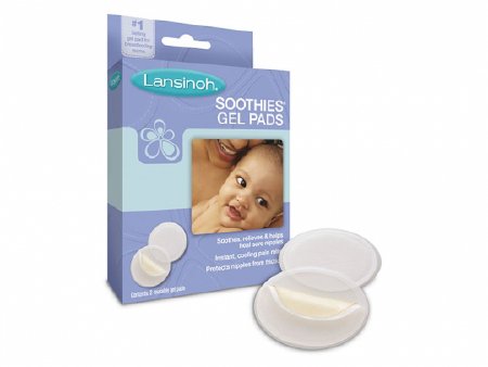 Lansinoh soothies gel pad. White circular pads.