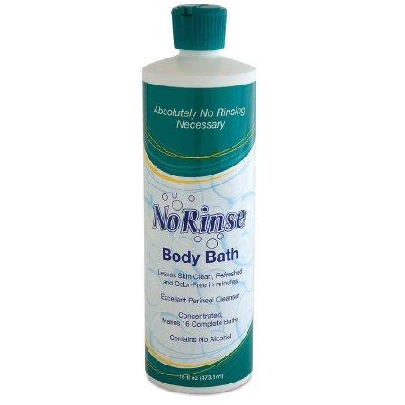 a bottle of no rinse body bath. no rinsing necessary. 16 fl oz bottle.