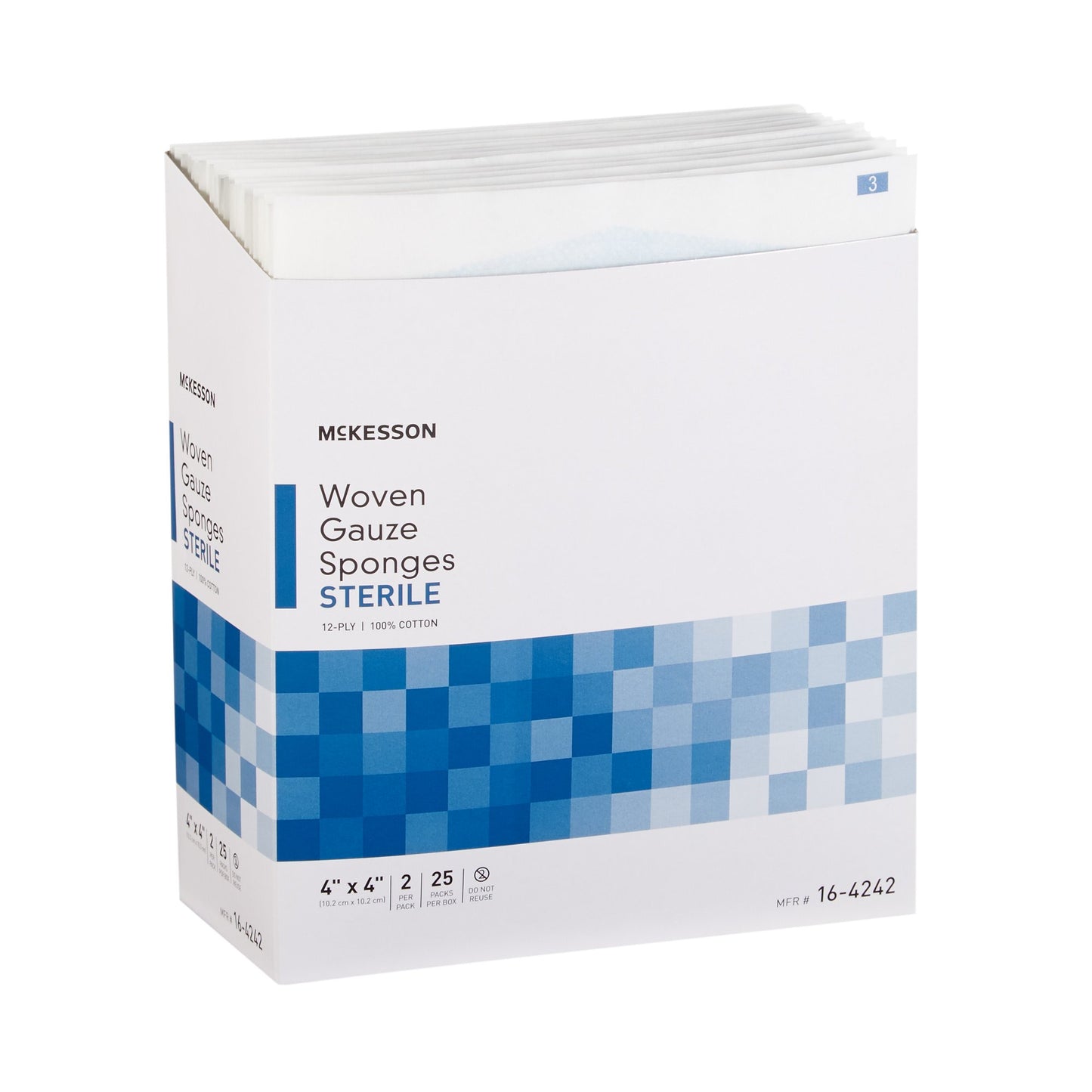 Miếng bọt biển gạc McKesson 4 X 4 inch 12 lớp vô trùng 2 miếng mỗi gói 