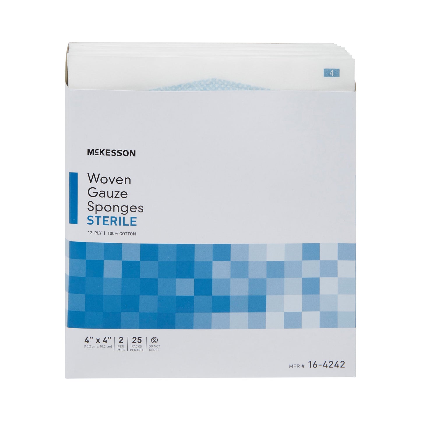 Miếng bọt biển gạc McKesson 4 X 4 inch 12 lớp vô trùng 2 miếng mỗi gói 