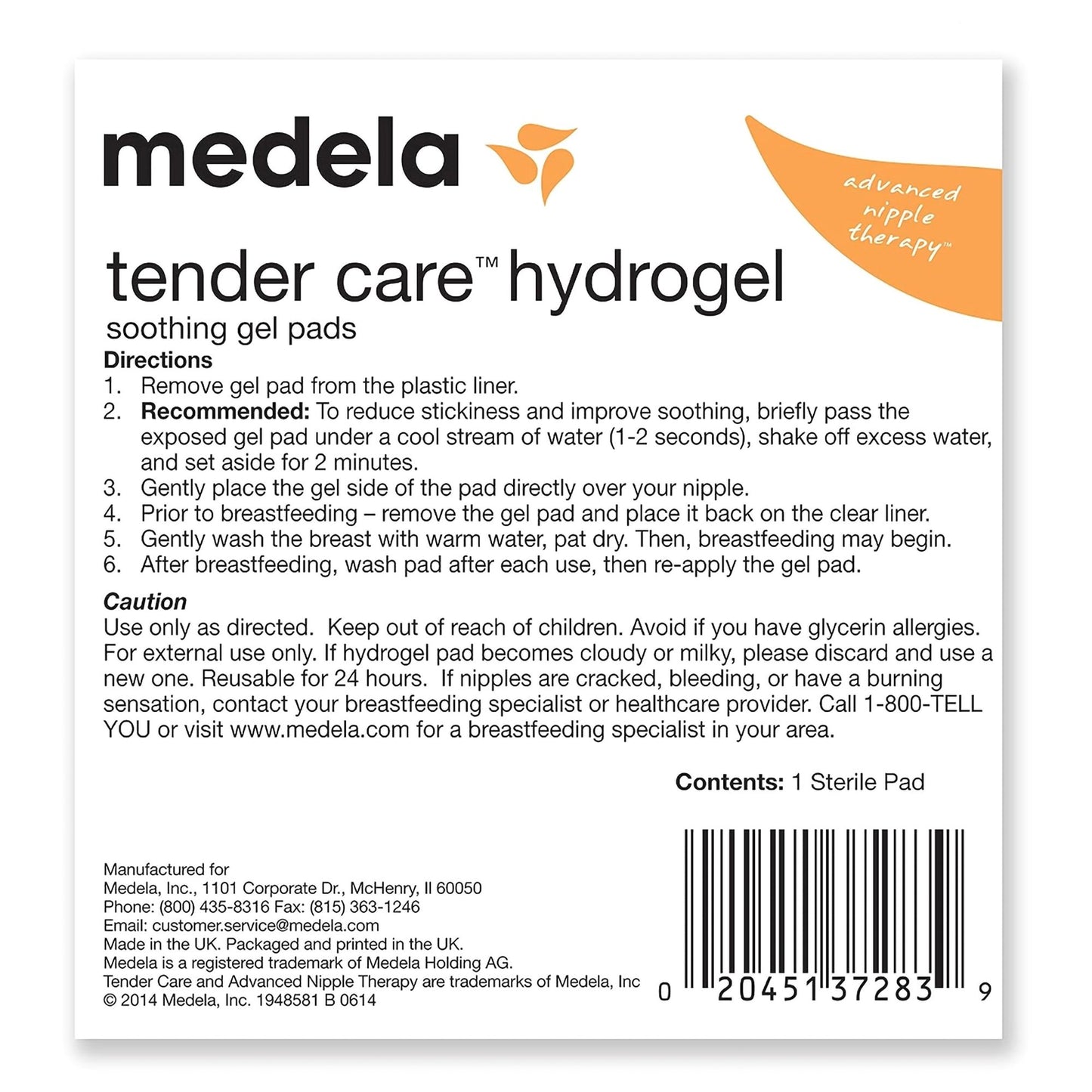 Nursing Pad Tender Care™ Water / Glycerol / Polymer Reusable