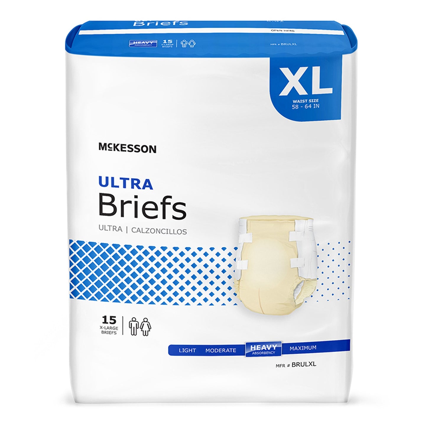 Incontinence Brief Heavy Absorbency Unisex Disposable - McKesson Ultra