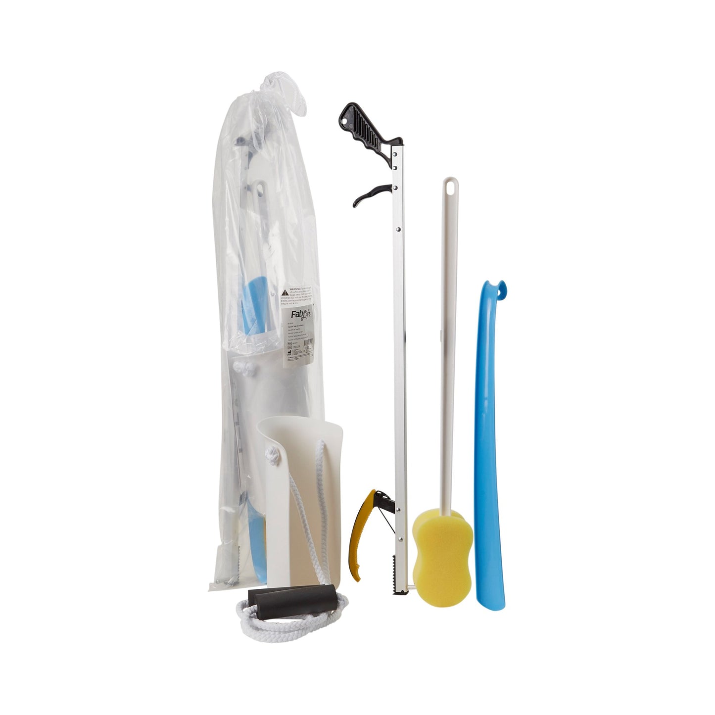 ADL Hip / Knee Kit Reacher (26 Inch) + Shoehorn (18 Inch) + Sock Aid + Handled Bath Sponge