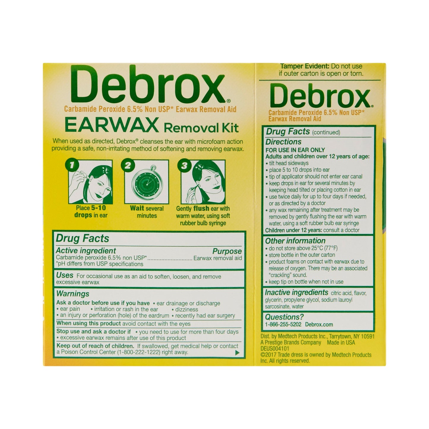 Ear Wax Remover Debrox® with Bulb Syringe 0.5 oz. Otic Drops 6.5% Strength Carbamide Peroxide