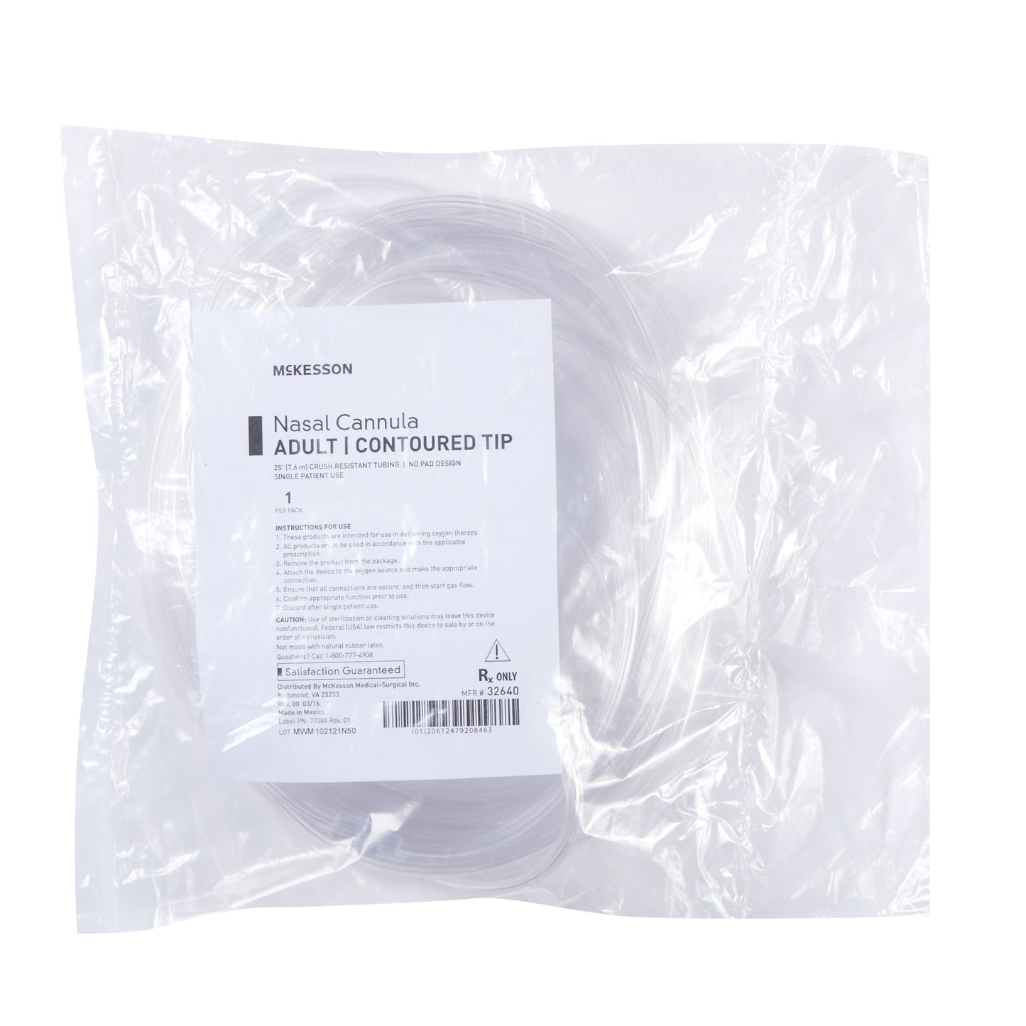 Nasal Cannula Adult Curved Prong / NonFlared Tip O2 Line McKesson