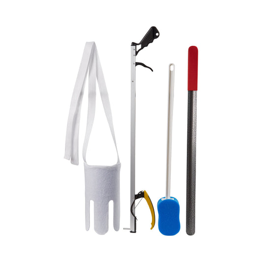 ADL kit includes 26" length Reacher, Sock Aid, Shoehorn, Handled Bath Sponge