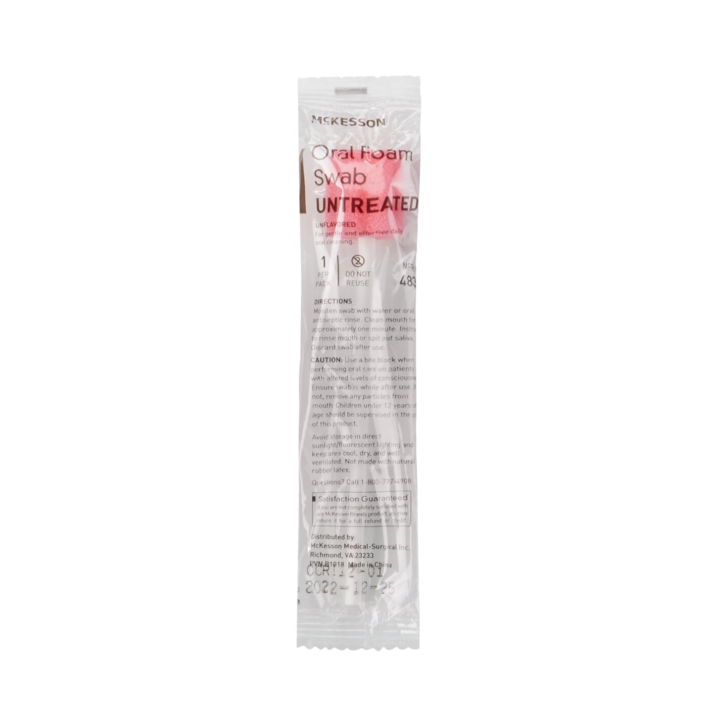 Oral Swab McKesson Untreated Foam Tip Unflavored (1 Per Pack)