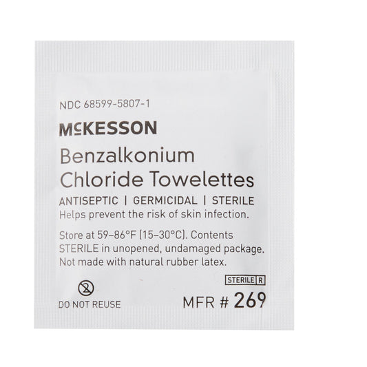 mckesson benzalkonium chloride towelettes antiseptic germicidal sterile helps prevent the risk of skin infection