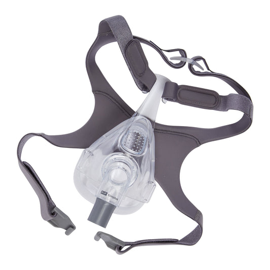 CPAP mask with headgear.