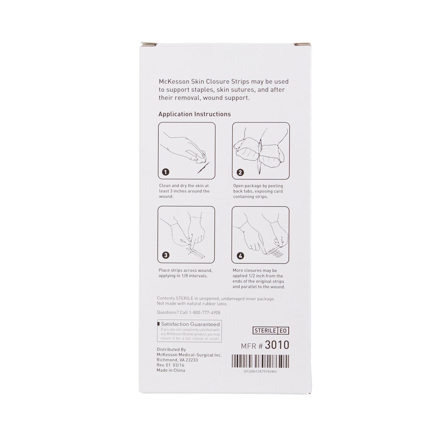 Skin Closure Strip 1/2 X 4 Inch Reinforced Strip White McKesson