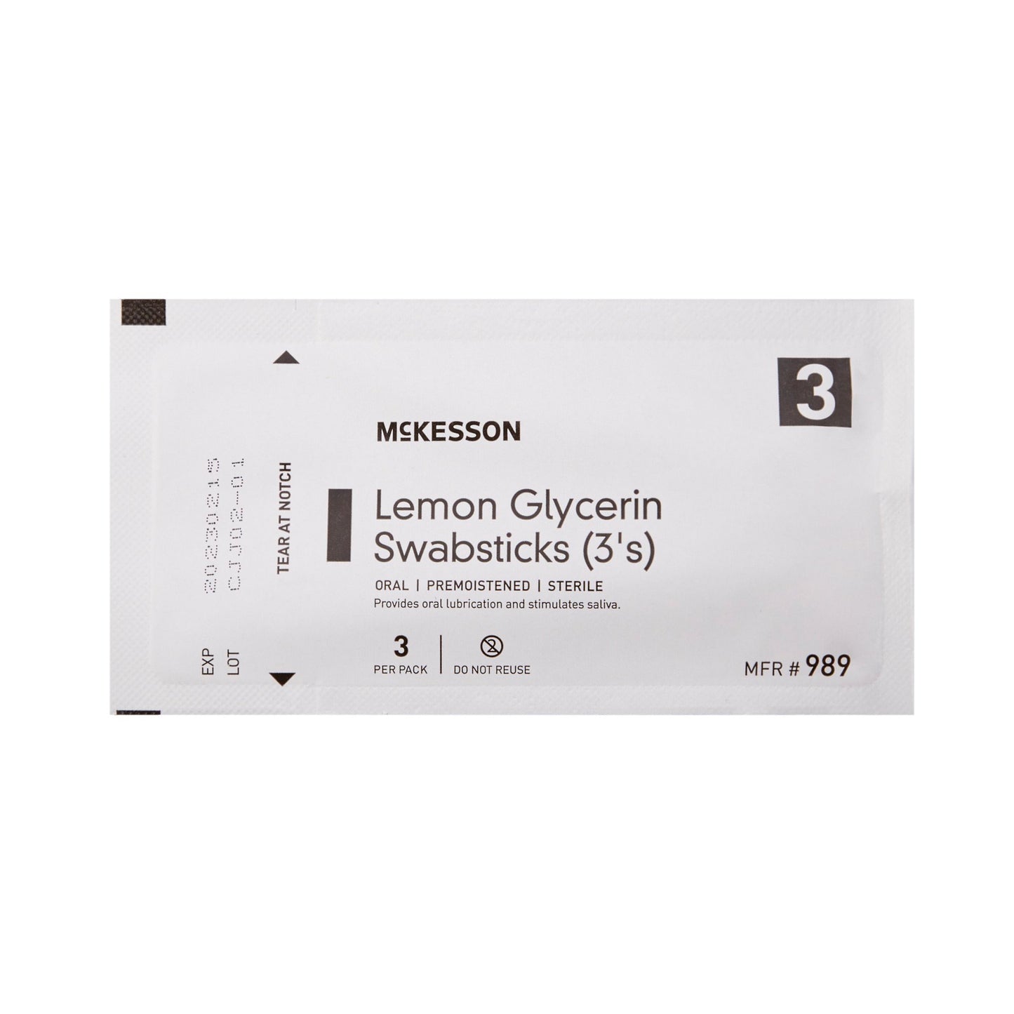 Lemon Glycerin Swabstick McKesson Oral Lubrication (3 Per Pack)