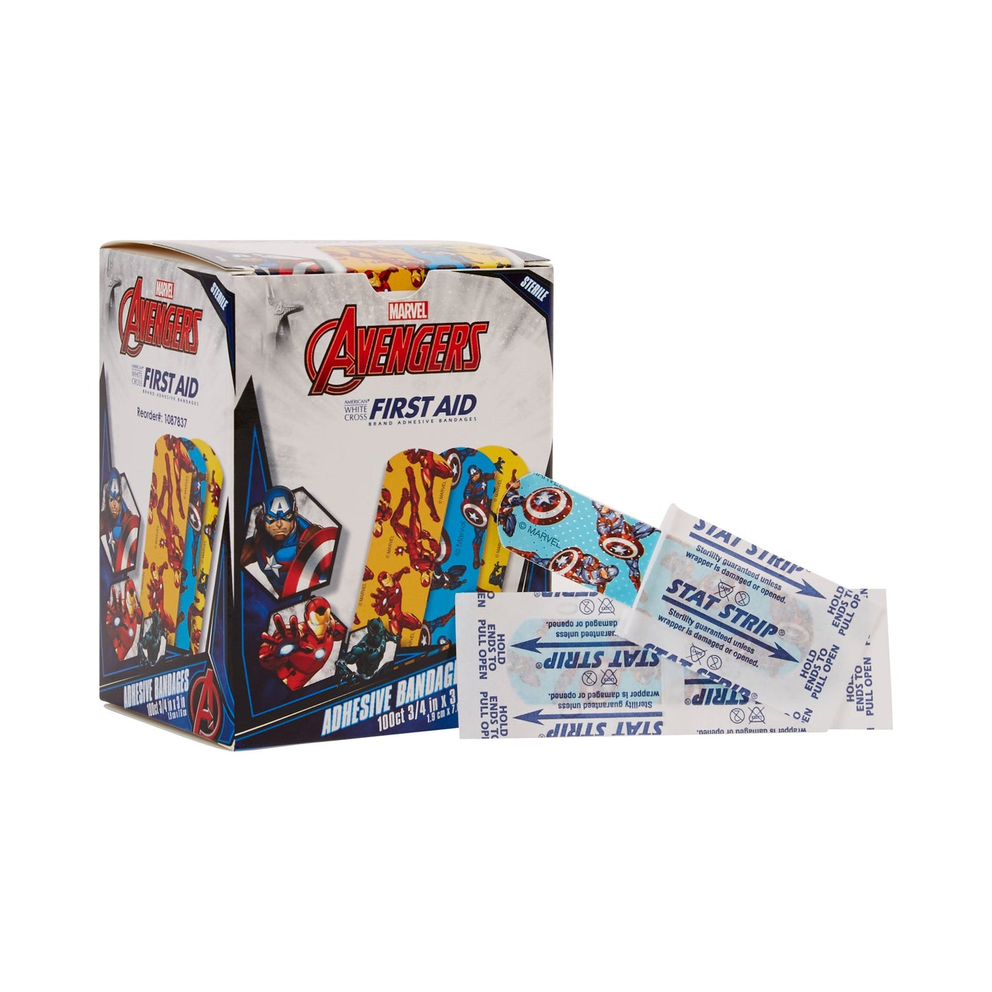 kids avengers bandages american white cross brand 3/4inx3in