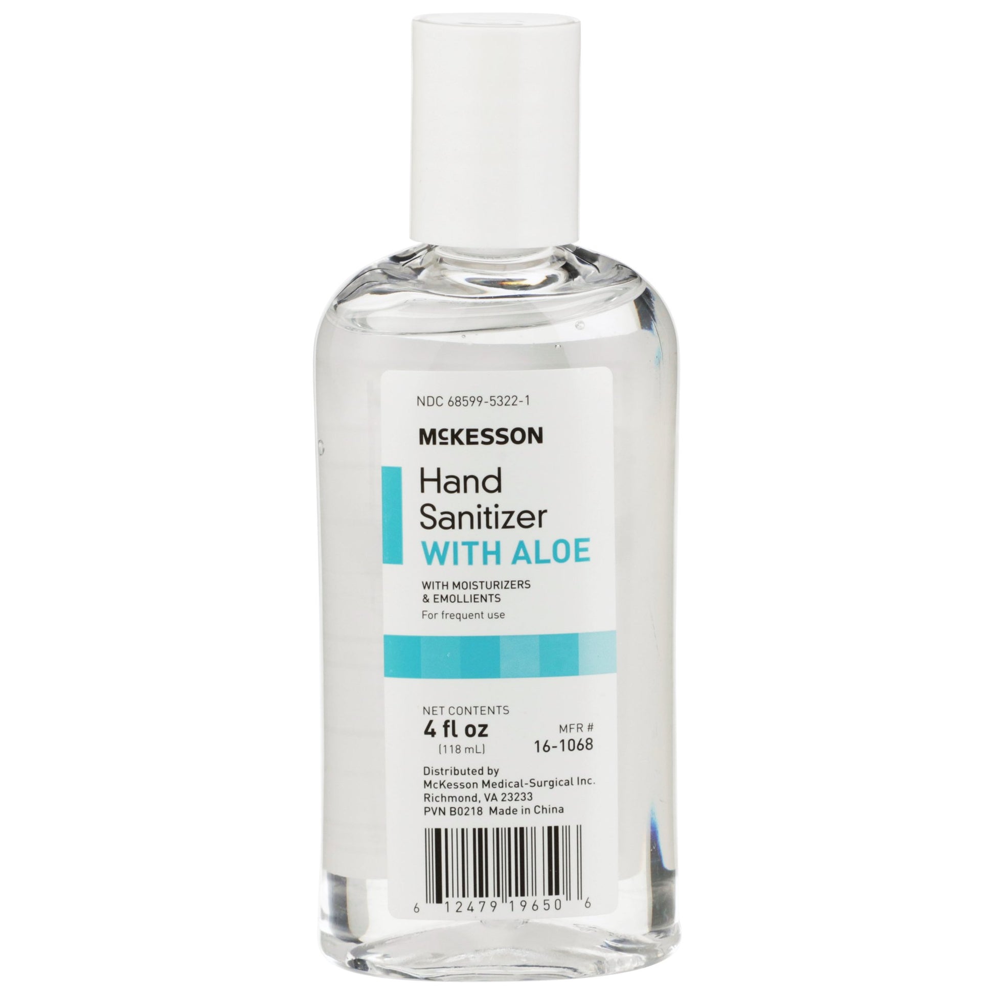 a bottle of transparent hand sanitizer bottle. 4 fl oz bottle.