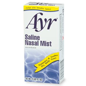 a bottle of Ayr saline nasal mist