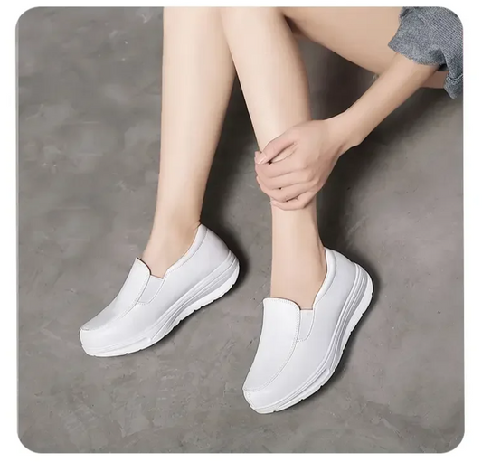 women's white walking loafers slip on