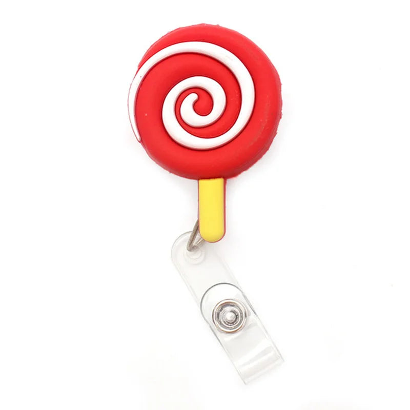 badge reel lollipop. Retractable.