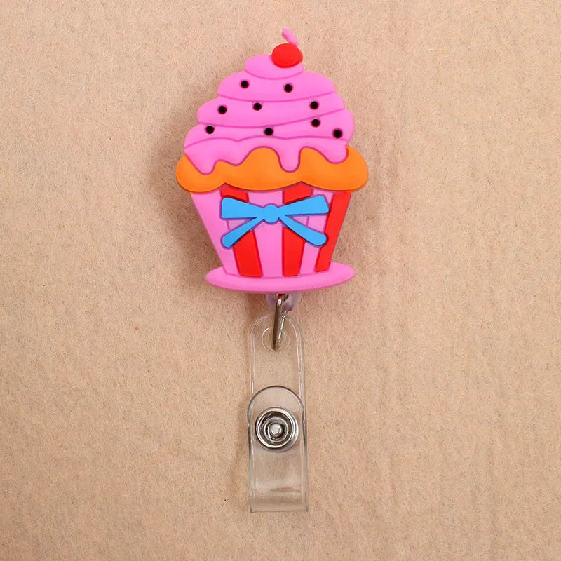 badge reel cupcake. Retractable.