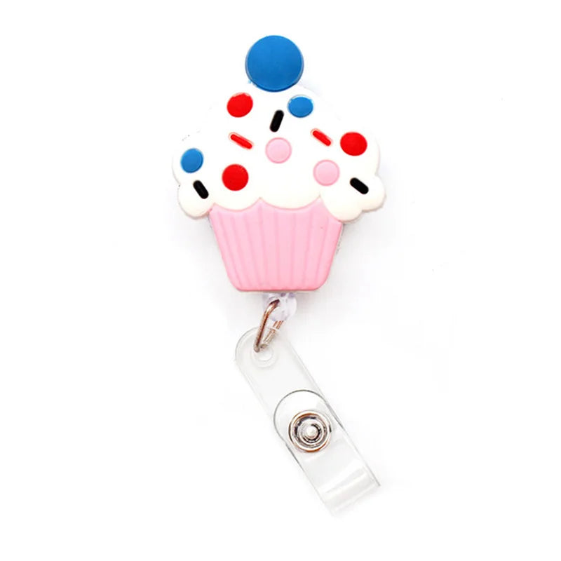 badge reel cupcake. Retractable.