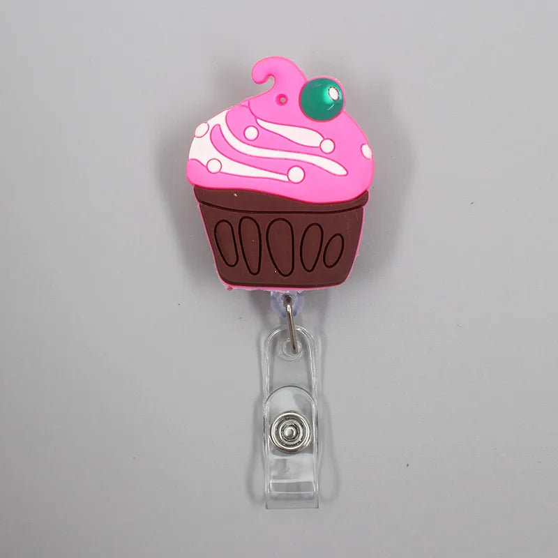 badge reel cupcake. Retractable.