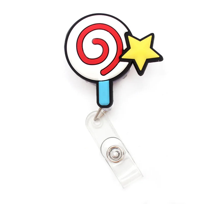 badge reel lollipop. Retractable.