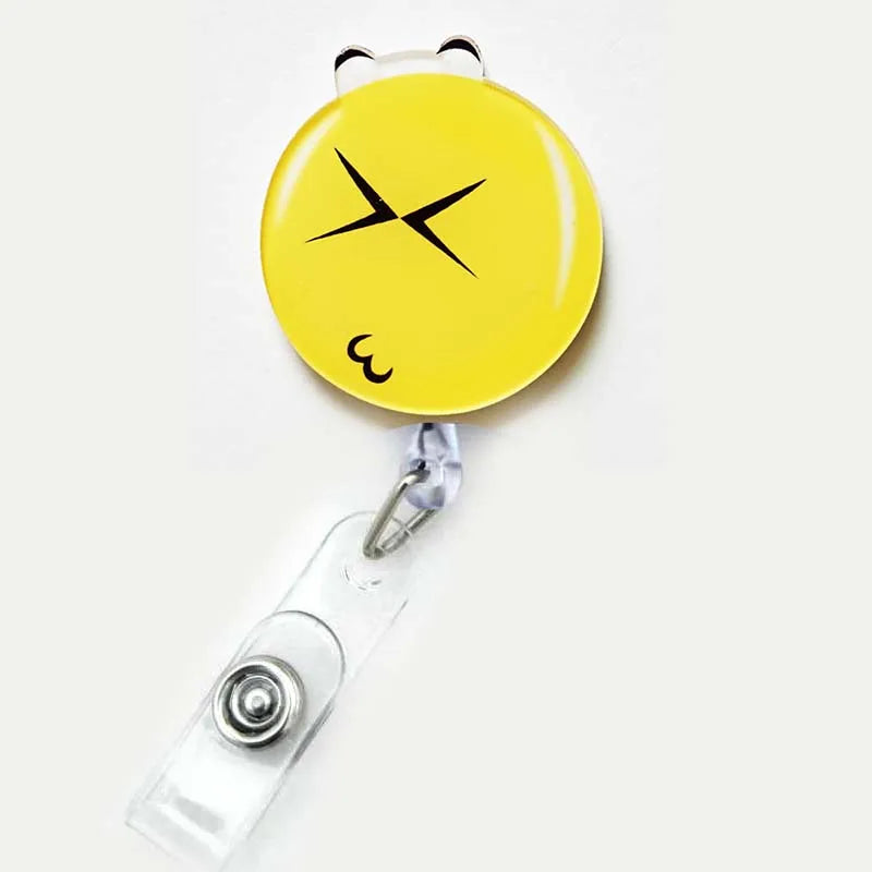 badge reel pursed lips closed eyes emoji. Retractable