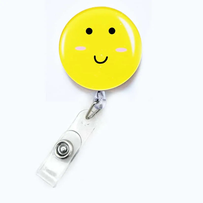 badge reel red cheeks emoji. Retractable