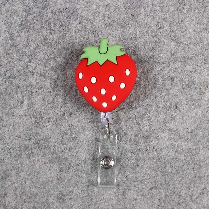 badge reel strawberry. Retractable.