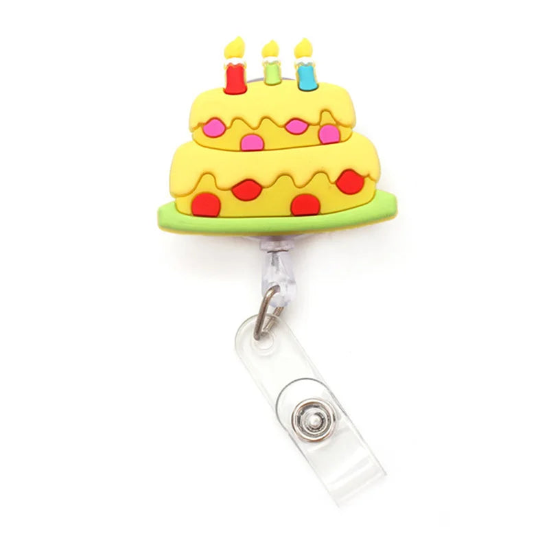 badge reel birthday cake. Retractable.