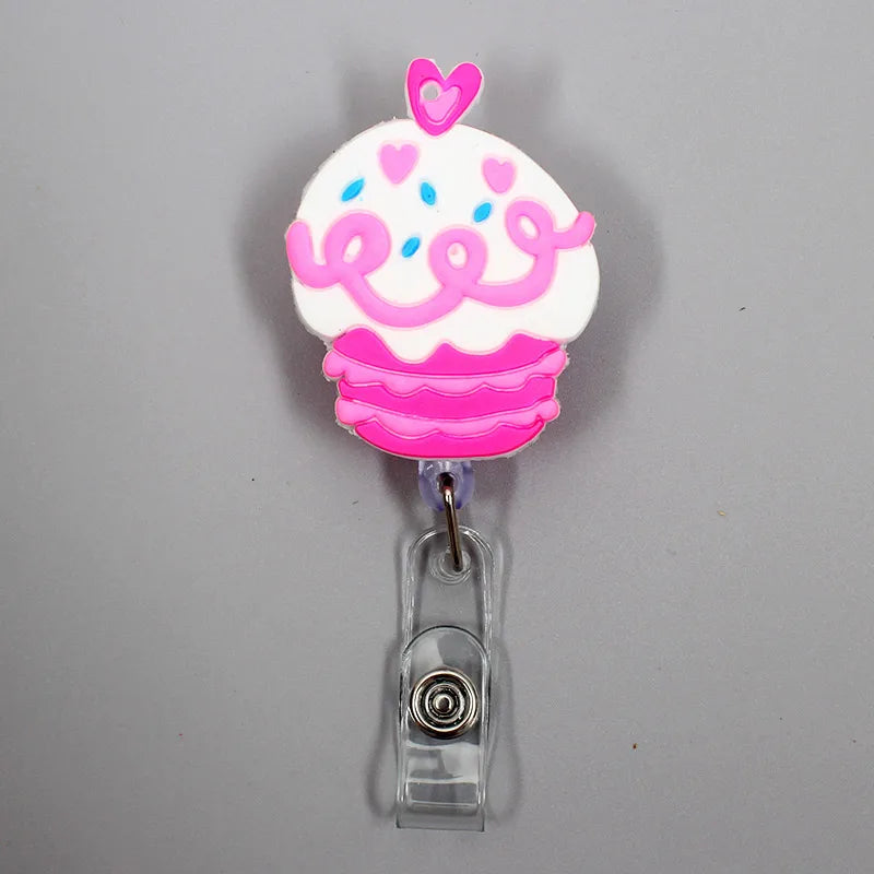 badge reel cupcake. Retractable.