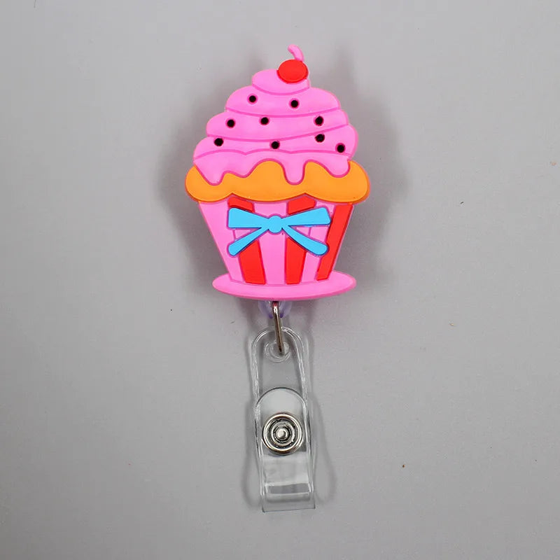 badge reel cupcake. Retractable.