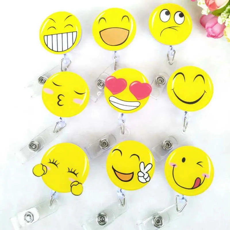 Retractable Badge Reel Retractable - Emoji Faces