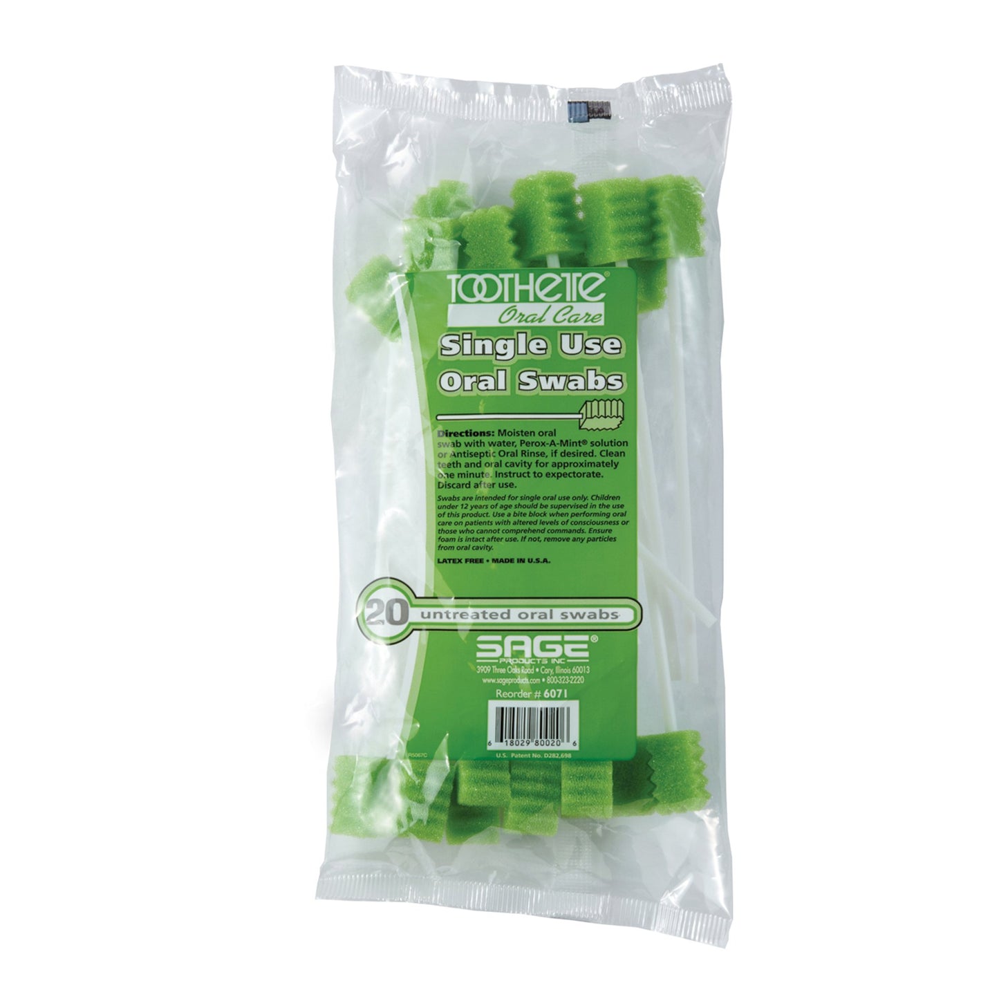Oral Swab Toothette® Plus Unflavored Foam Tip (20 per Pack)