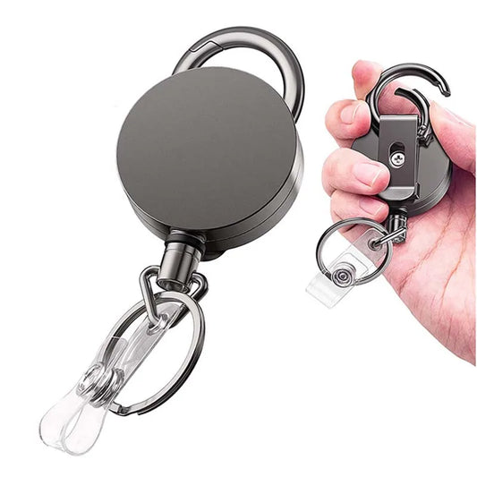 Pocket Badge Reel Black with Key Ring Holder