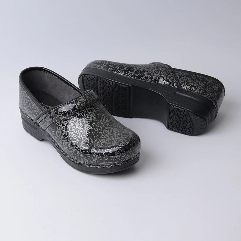 Clogs Women - Abstract Silver Design