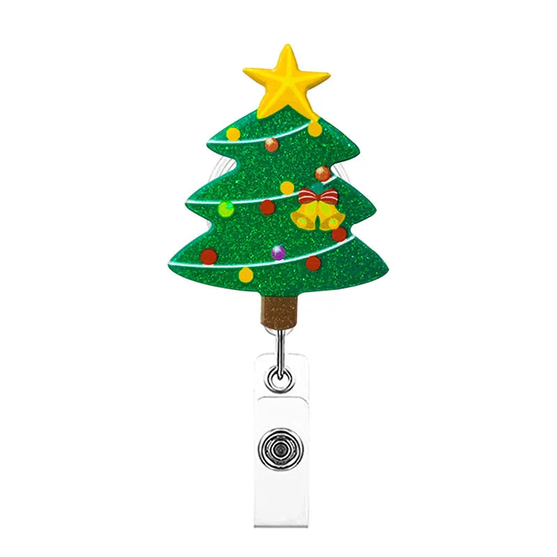 badge reel christmas tree. Retractable, alligator clip.