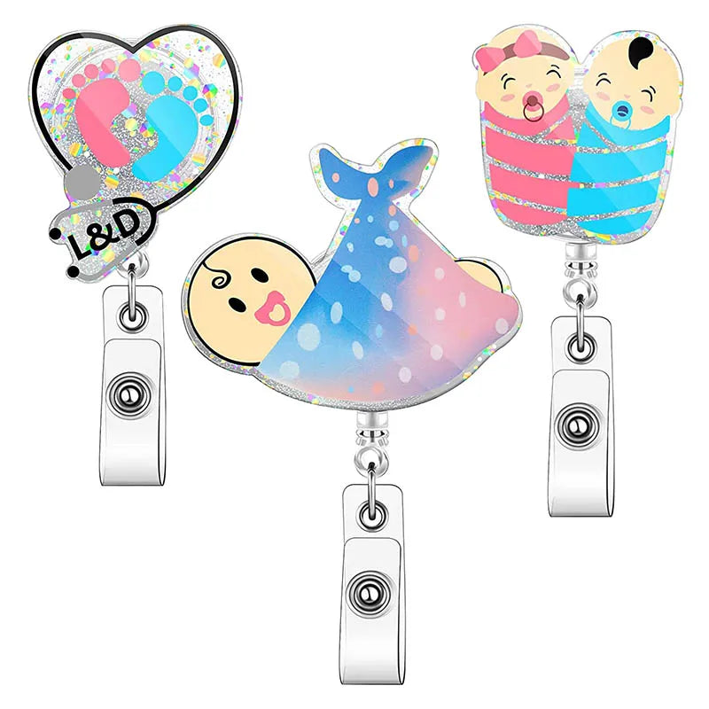 badge reels abies, tiny feet "L&D"