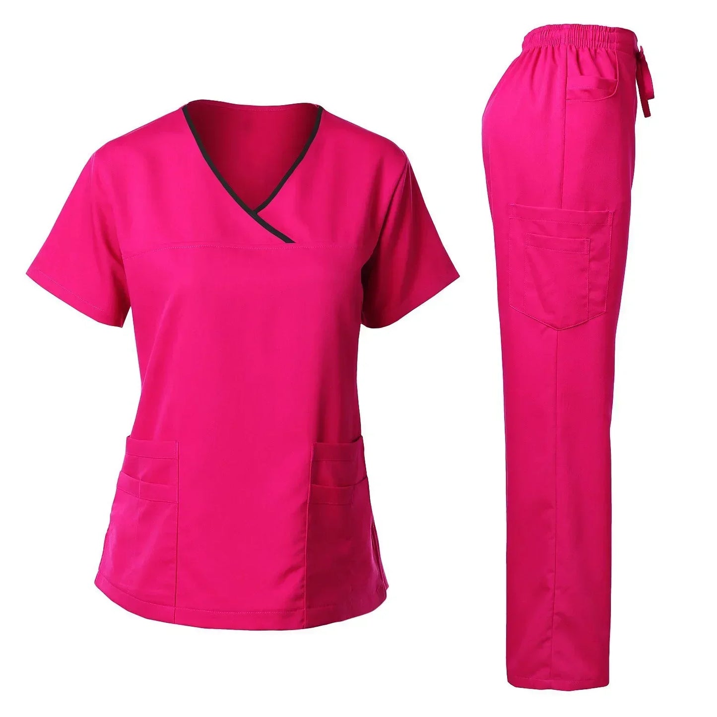 rose scrub set straight leg pants v-neck scrub top