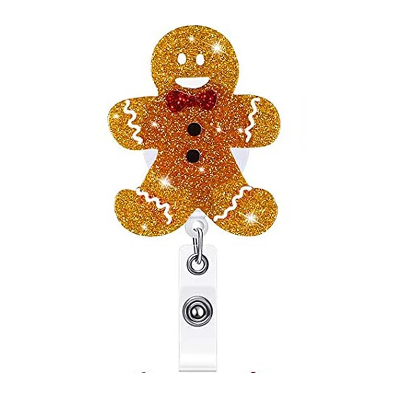 badge reel gingerbread cookie. Retractable  with alligator clip.