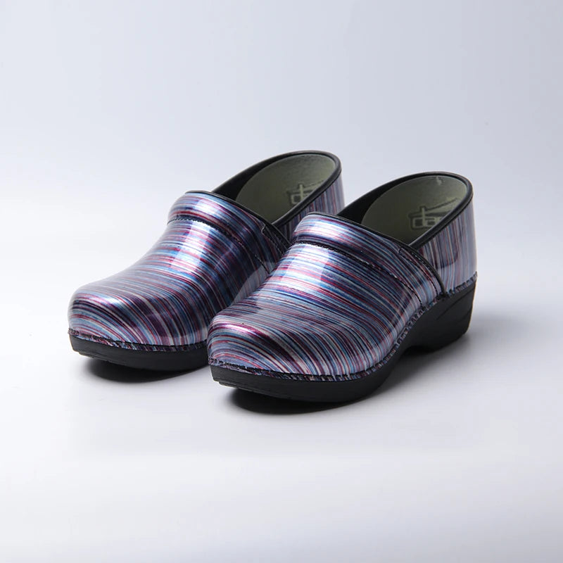 Women Slip-On Clogs - Purple Lines