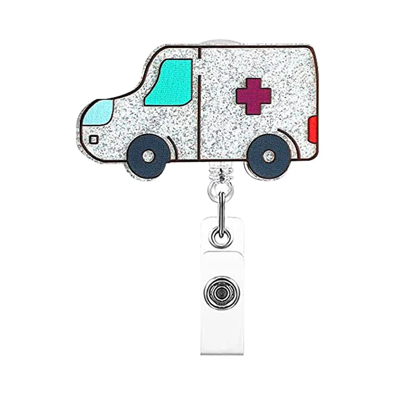 badge reel ambulance. Retractable, alligator clip.