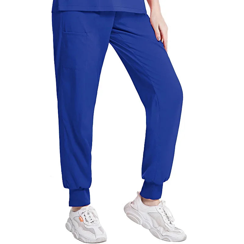 Wrinkle-Resistant Tunic Neckline & Jogger Pants Scrub Set