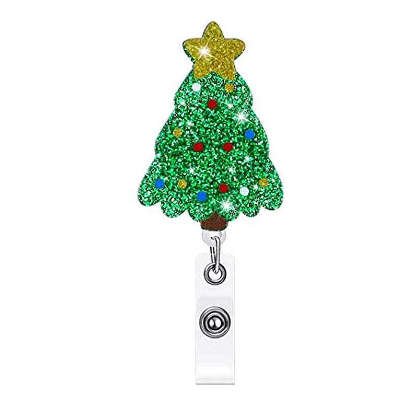 badge reel christmas tree. Retractable  with alligator clip.