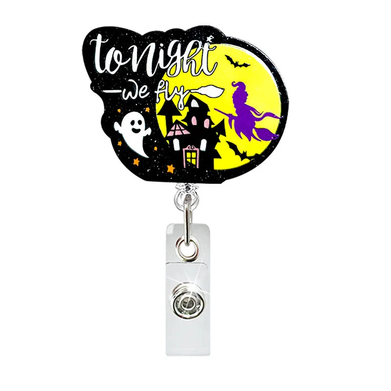 badge reel "tonight we fly". badge reel . Retractable  with alligator clip.